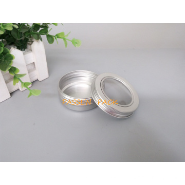 60g Silver Aluminum Tea Tin Container with Pet Window Lid (PPC-ATC-60)